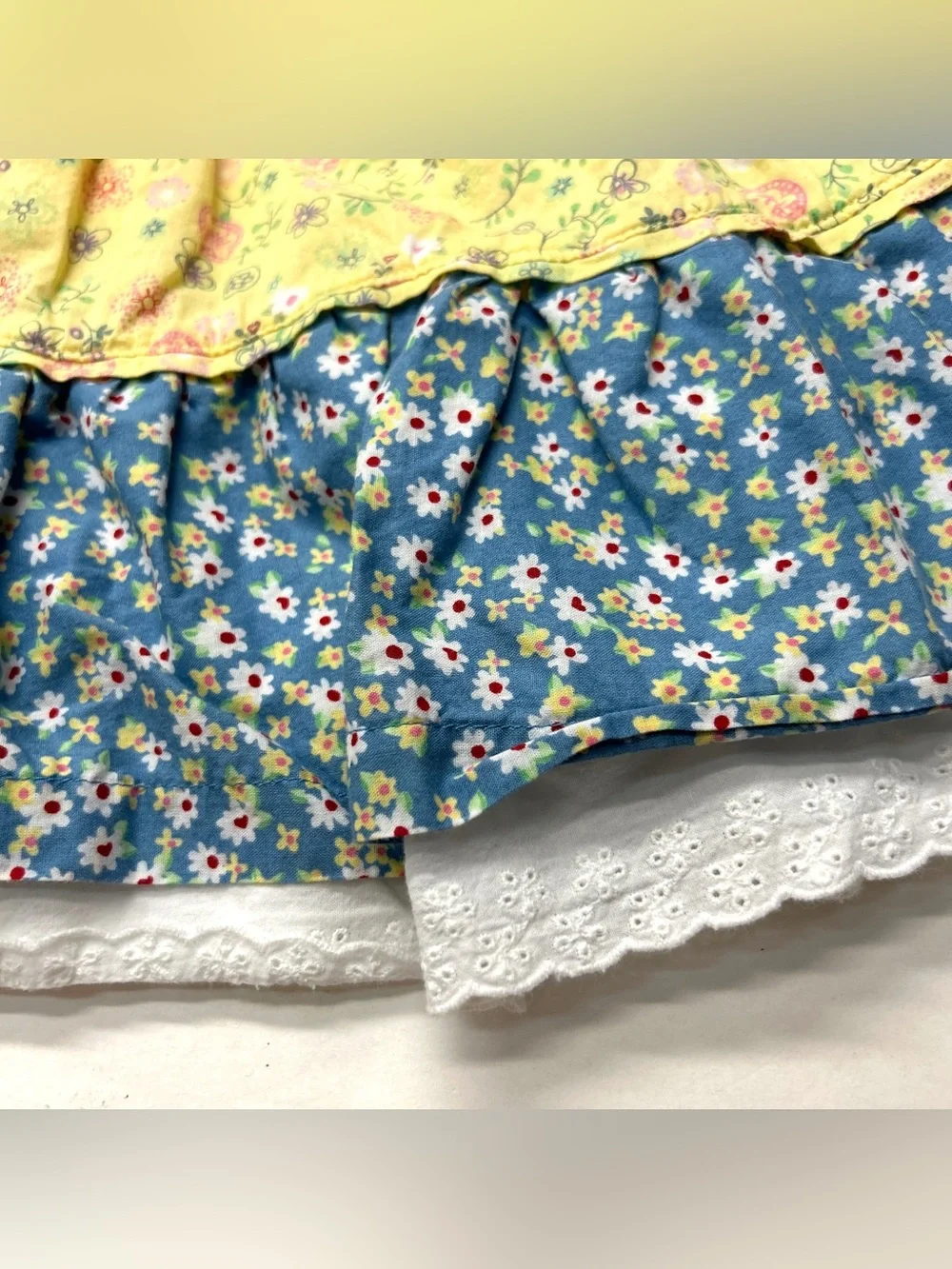 Vintage Y2K 90s 00s TCP The Children's Place Tiered Floral Sundress Pink Calico - Picture 3 of 5
